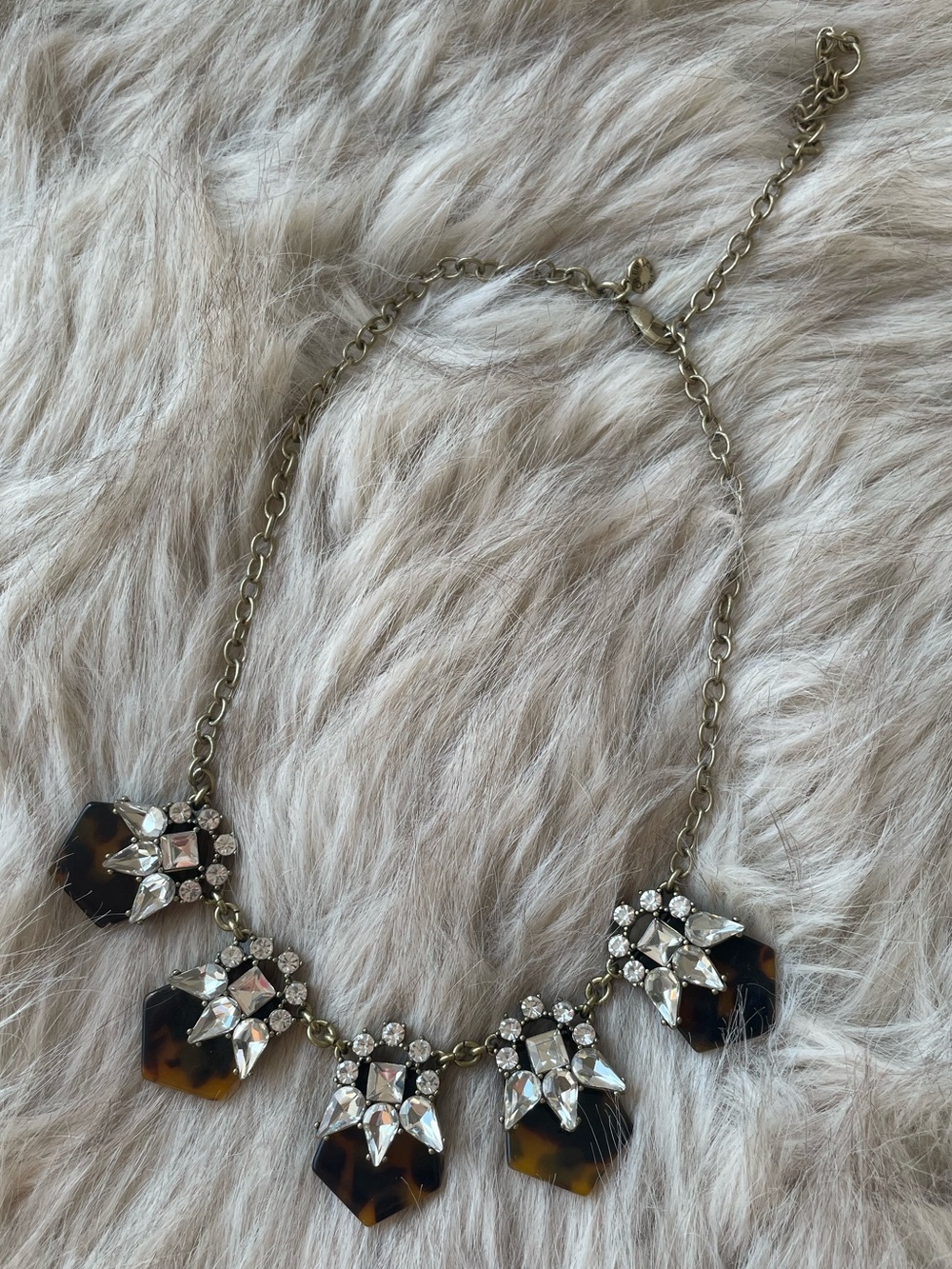 J. Crew Tortoiseshell and Clear Crystal Drop Necklace